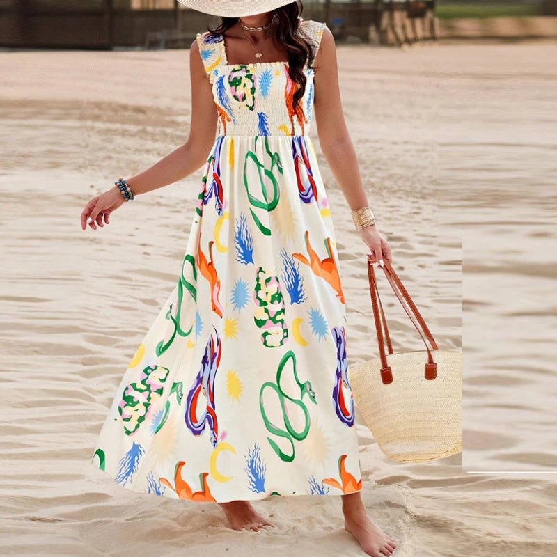 Vestido Longo Praia com Caimento Leve e Solto