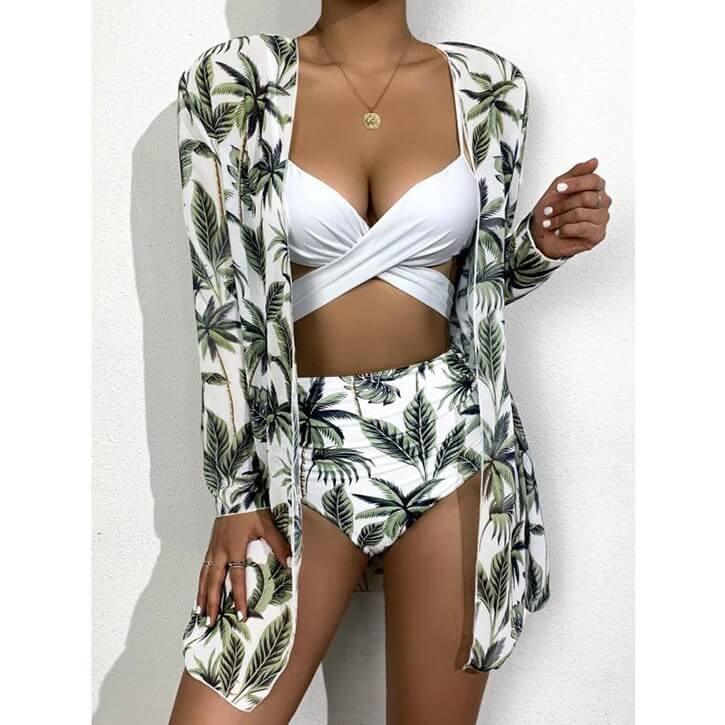 Biquíni Efeito Lipo com Saída de Praia Floral